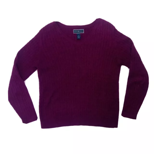 Karen Scott Sweater Women Medium V-Neck Purple Pullover Lightweight Long Sleeve