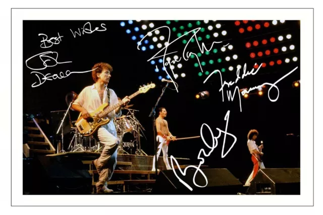 QUEEN Fully Signed Autograph 12x8 PHOTO Signature Print Music Freddie Mercury