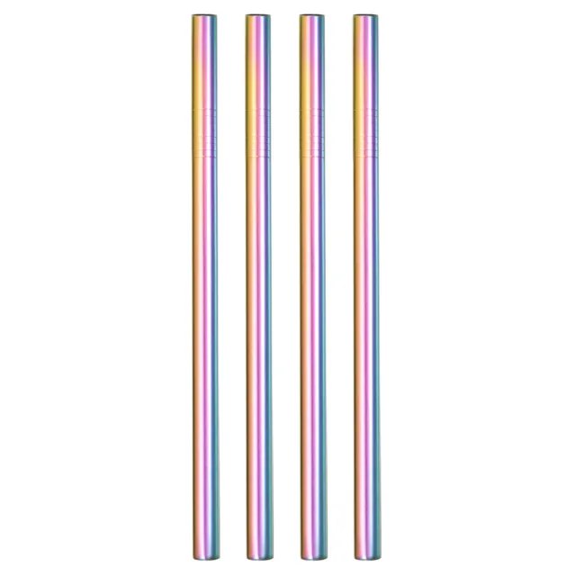 4Pcs 8.46" Long Stainless Steel Straight Straws for Travel Mugs(Rainbow)