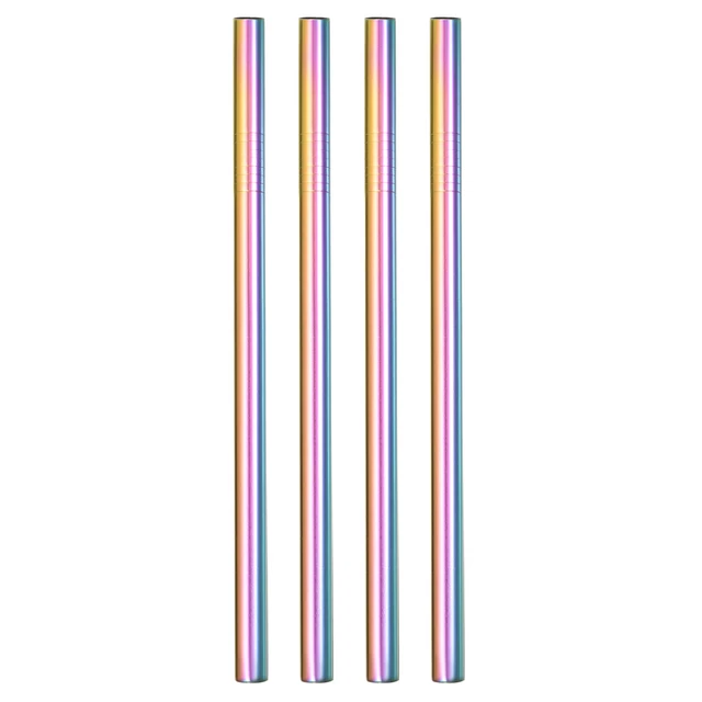 4Pcs 8.46" Long Stainless Steel Straight Straws for Travel Mugs(Rainbow)