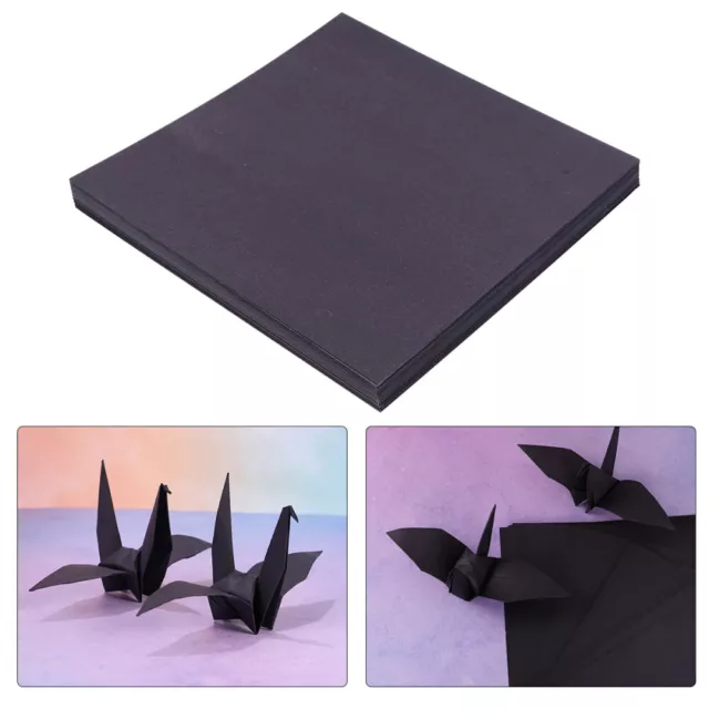 100 Pcs Double Sided Square Origami Folded Papers Black Kraft