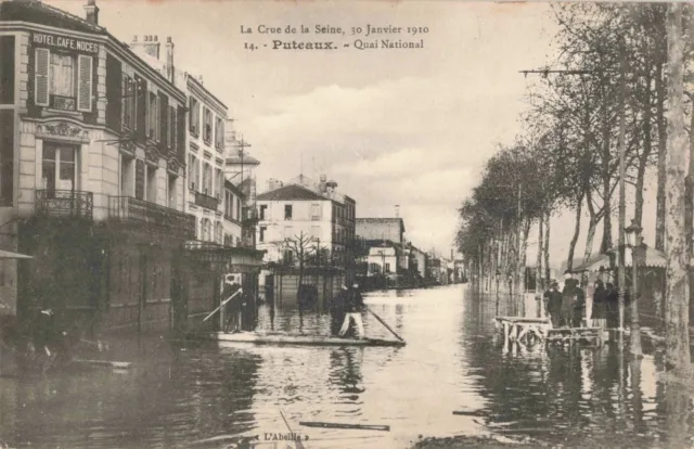 Cpa Hautes De Seine 92 Puteaux Quai National Crue De La Seine January 10, 1910