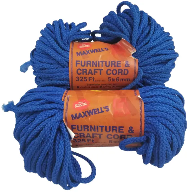 Cable artesanal Macrame Maxwells 5-6 mm cordón azotado 325 pies azul vintage lote de 2