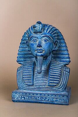 Gorgeous head of the golden pharaoh Tutankhamun Blue Stone 100%Handmade In Egypt