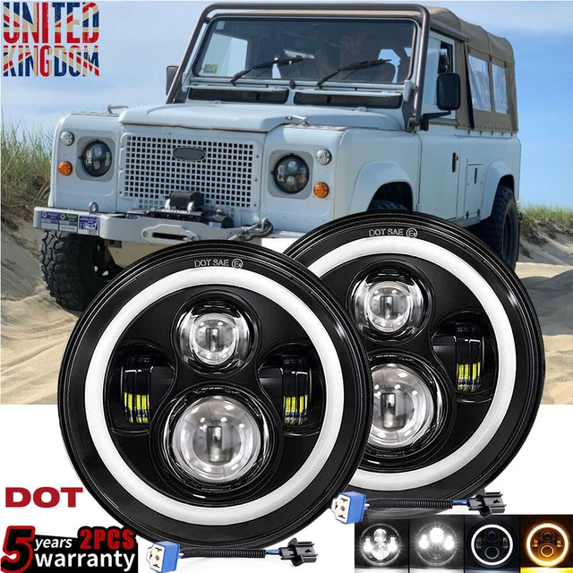 FITS LAND ROVER Defender Td5 Puma TDCI 90/110/130 Pair 7" LED Upgrade