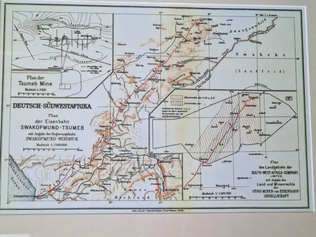 Otavi Minen Eisenbahn-Ges Südwestafrika Swakopmund Tsumeb Windhuk Landkarte