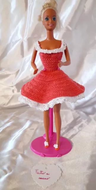Barbie Abito Fatto A Mano  Uncinetto  - Abito Pesca