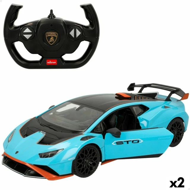 Voiture RC Lamborghini Huracán STO 1/14 – Bleue, 5 Mph, Phares LED, Suspension – Cadeau Amateur De Course