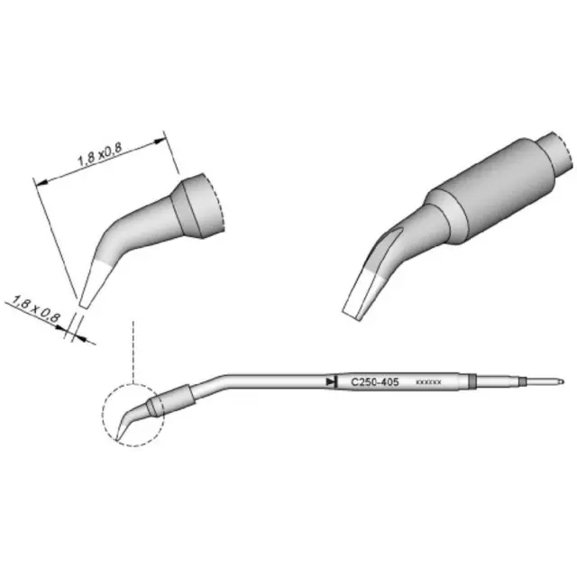 JBC Tools C250405 Panne de fer à souder forme de burin, coudée Taille de la