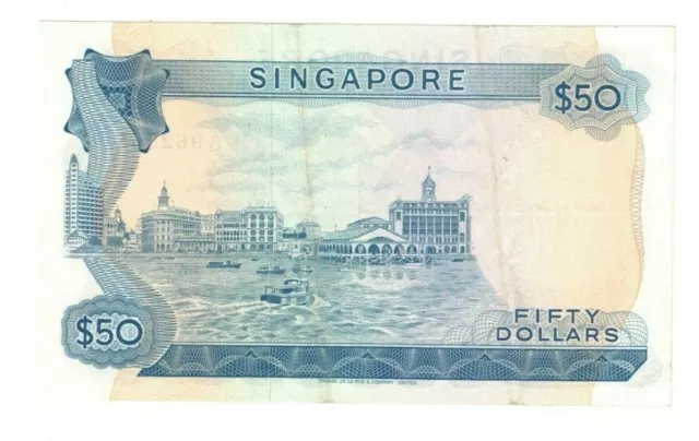 1972 SINGAPORE 50 Dollars Banknote P5d Orchid Series VF+ A/62 962565 Hon Sui Sen 2