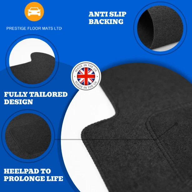 JVL Black Rubber Car Mat Set For Seat Leon MK2 (2009-2012) – 4 Piece, Anti-Slip, RHD