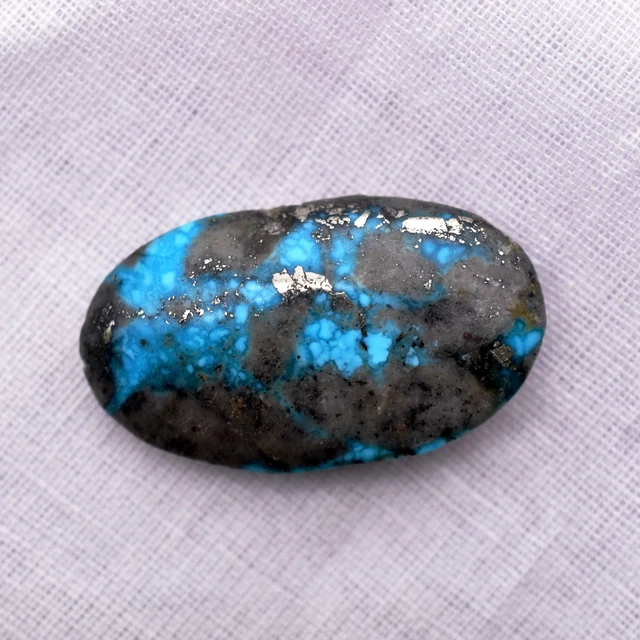 34.60 Ct Natural Arizona Morenci Blue Turquoise Cabochon Certified Gemstone