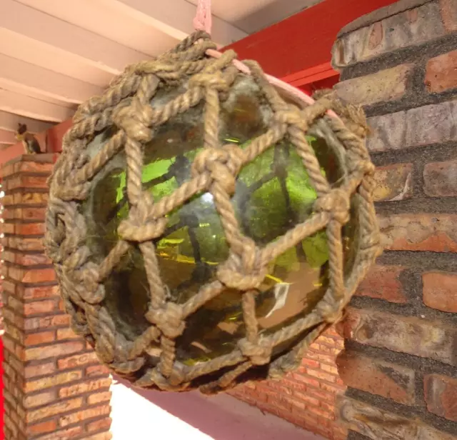 Authentic Japanese Roped Net Glass Fishing Float Bouy Ball 6"