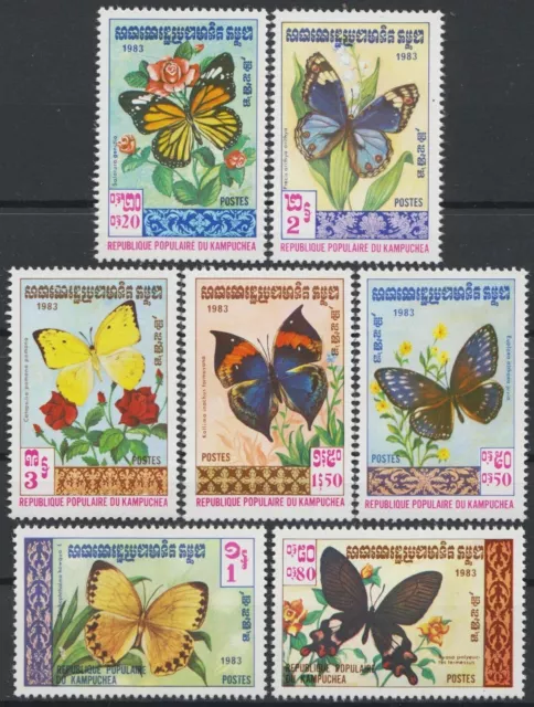 Kampuchea 1983 Butterflies Insects Roses Nature Conservation 7v set MNH