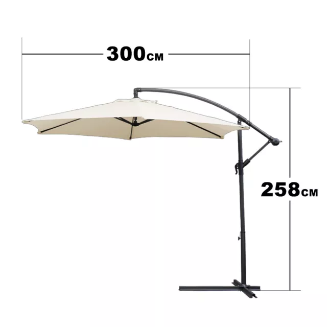 Sonnenschirm Ampelschirm Gartenschirm UV30+ Alu Kurbel Marktschirm mit LED Solar 2