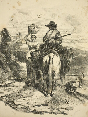 Portrait XIXe Lithographie Alexandre-Gabriel Decamps Peintre Fontainebleau 1840 