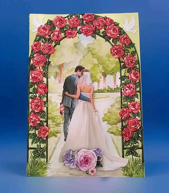 3D Pop-Up Hochzeitskarte Blau – Inkl. Umschlag & Blankokarten, 18x12,4 Cm, Für Hochzeitstage, Valentinstag & Besondere Anlässe