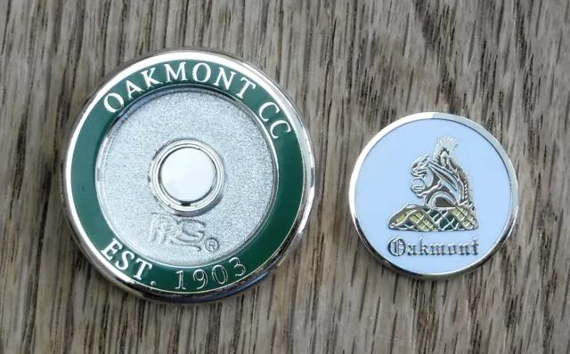 NEW OFFICIAL OAKMONT Country Club Oversized Dual Metal Golf Ball Marker ...