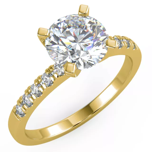 IGI 1 CT E/VS1 Lab Grown Round Diamond Engagement Ring 14K Yellow Gold