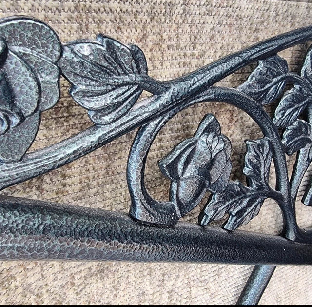 WROUGHT IRON DOUBLE Bed 4'6" Frame (No Mattress)Hammered Black And