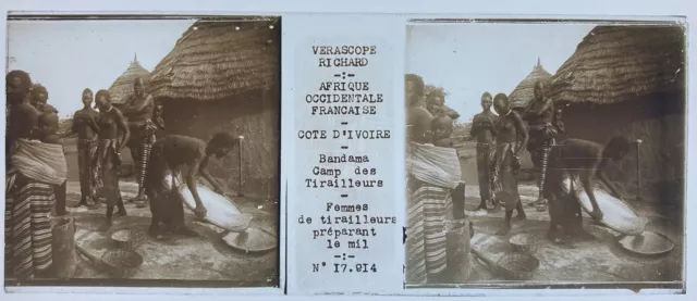 COTE D’IVOIRE FEMMES NUS 1890 PLAQUE VERASCOPE RICHARD 45x107 VUE STEREOSCOPIQUE