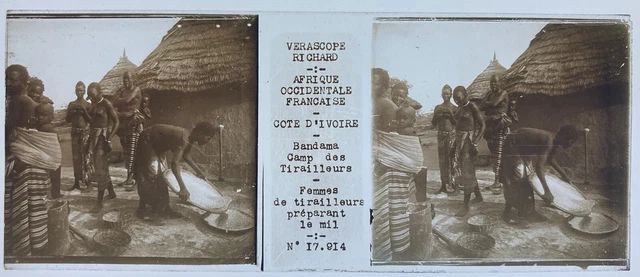 COTE D’IVOIRE FEMMES NUS 1890 PLAQUE VERASCOPE RICHARD 45x107 VUE STEREOSCOPIQUE
