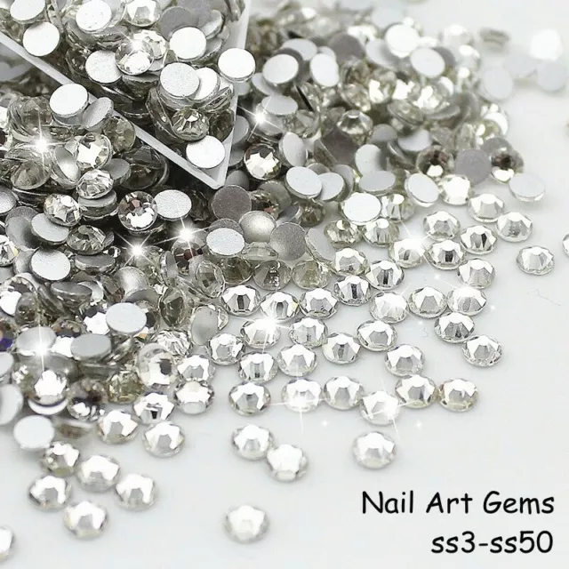 1440 Clear Crystal Flat Back Nail Art Rhinestones Glass Diamante Glitter Gems