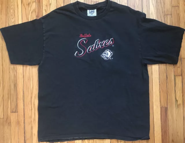 80s Buffalo Sabres Logo NHL Stroh's Beer Ringer t-shirt Medium