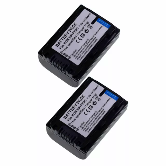 Two(2) Sony NP-FH50 REPLACEMENT Battery for A230 A290 A330 A390 1150mAH