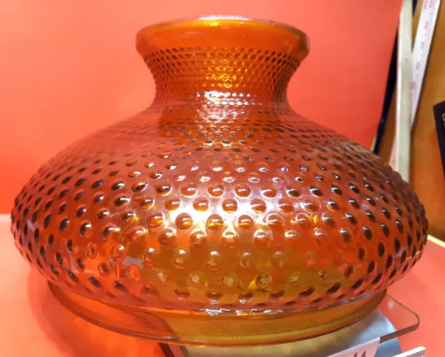 ANTIQUE  AMBER HOBNAIL 10" Fitter OIL LAMP SHADE GWTW BANQUET    1-10