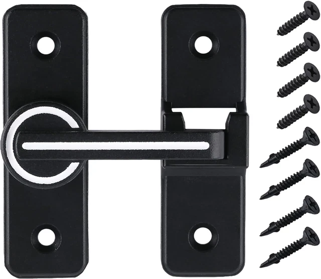 Sliding Barn Door Lock and Latch (90 Degree, Black) (LumBlack180) Glow In Dark