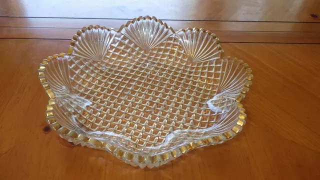 Vintage Decorative Bowl sawtooth edge trimmed in gold Shell rim