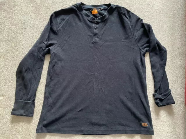 Mens Superdry Dark Blue Long Sleeve Henley Top Size 4XL