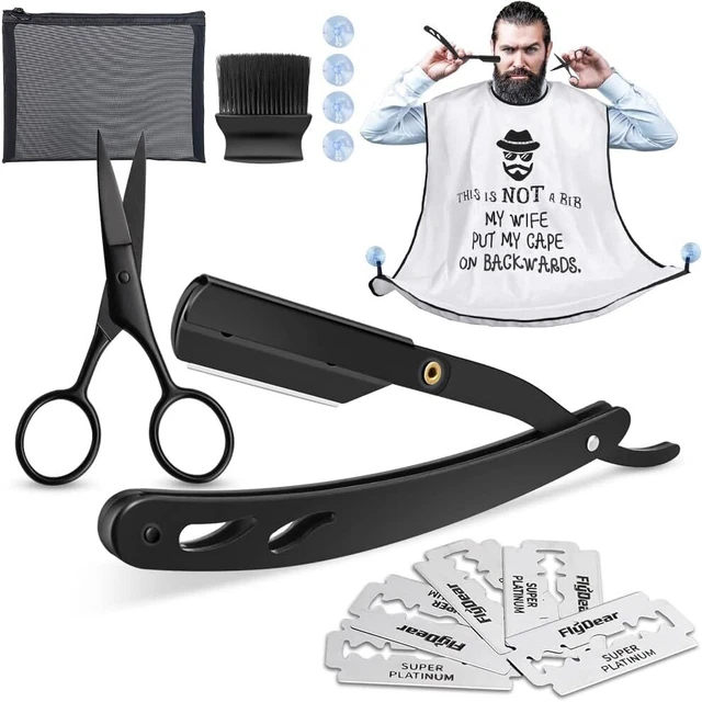 Kit Barba Para Hombres, 14 EN 1 Set afeitado y Recorte Con Navaja de Afeitar