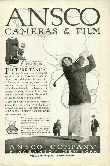 1926 Original Ansco Cámara Anuncio Antiguo Damas Golf Fotografía Deportiva Película Foto