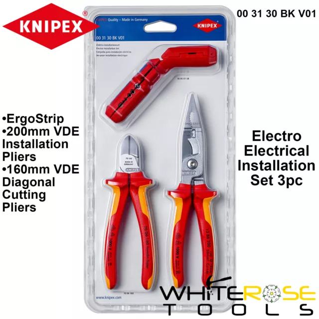 Knipex VDE Elektroinstallationsset 3tlg. ErgoStrip Diagonalschneider Zange