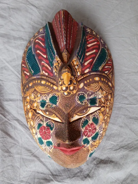 indonesische Maske Holz Indonesien Batik Topeng vermutlich javanische Maske