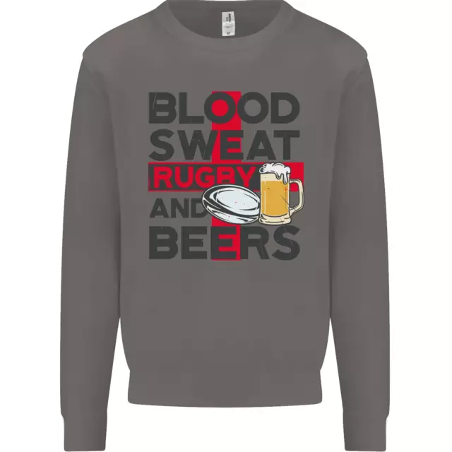 Felpa Blood Sweat Rugby e Birre Inghilterra Divertente Uomo Maglione 3
