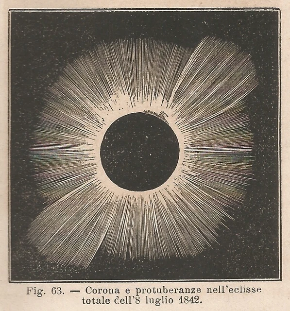 A8869 Eclipse Solar Del 8 Julio 1842-1895 Xilógrafo - Vintage Engraving