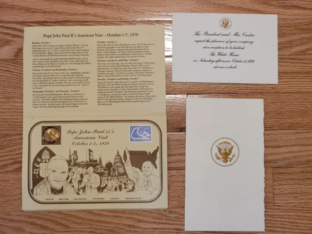 President Jimmy Carter White House INVITE, PGM & GIFT -VIST of POPE JOHN PAUL II