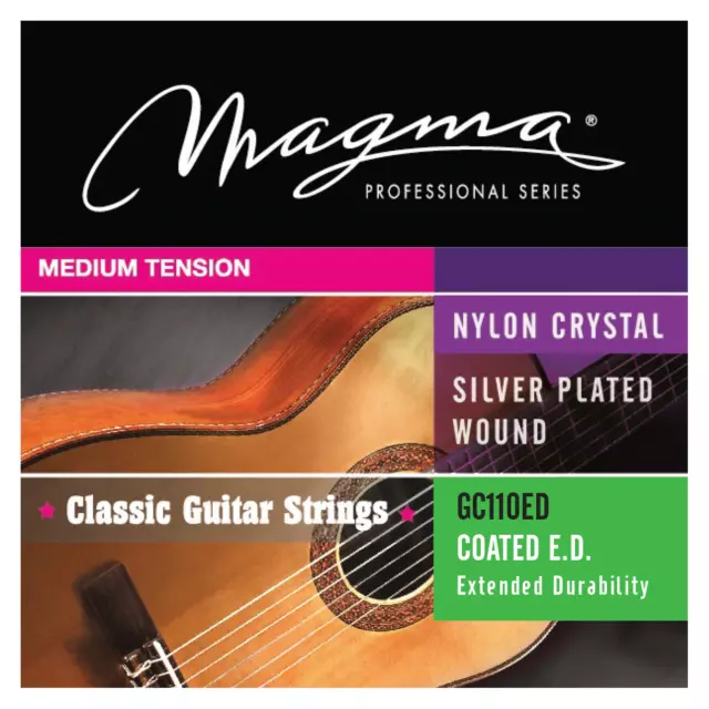 Magma Classical Guitar Strings Medium Tension Special Nylon COATED Silver Plated