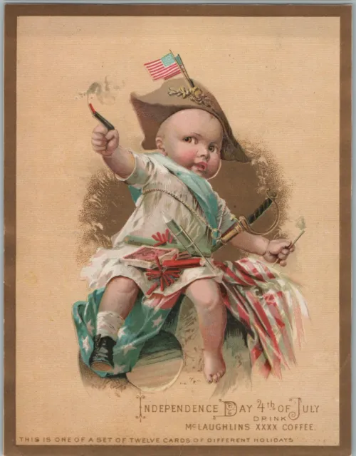 McLaughlins XXXX Coffee-Independence Day 4th of July Victorian Trade Card 1800s