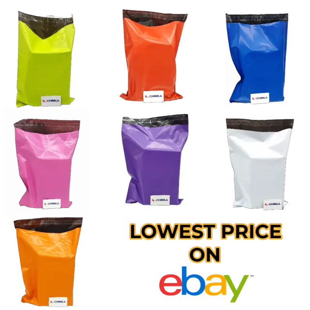 MIX COLOURED Mailing Bags Strong Polythene Postage Plastic Postal Mail Color