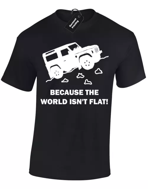 T-Shirt Da Uomo World Isn't Flat Land Discovery 4X4 Rover Defender Off Road 2