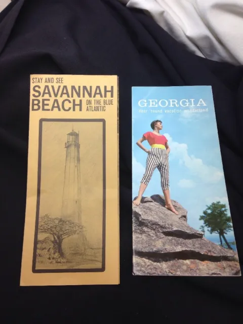 (2) Vintage Vacation Brochures for Georgia & Savannah Beach, Georgia