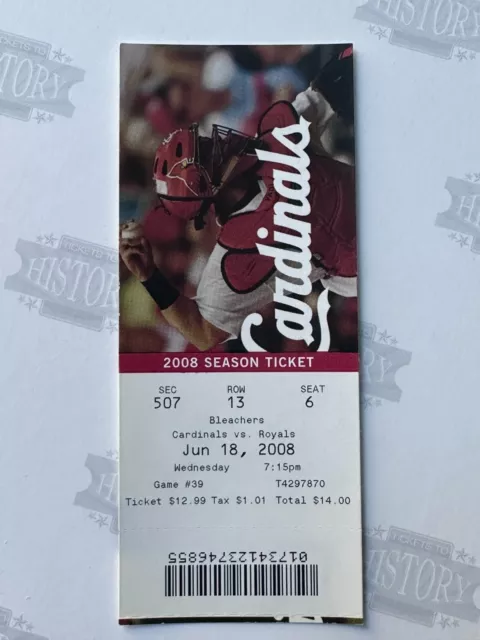 2008 Kansas City Royals at St Louis Cardinals Ticket 6/18/08