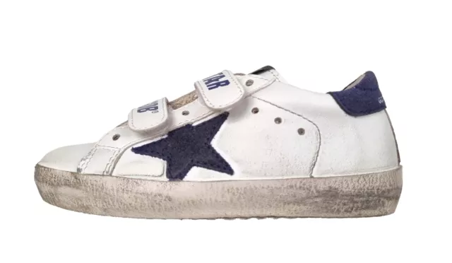 Golden Goose scarpe bambino in pelle vintage GYF00111.F000418.10304 bianco blu