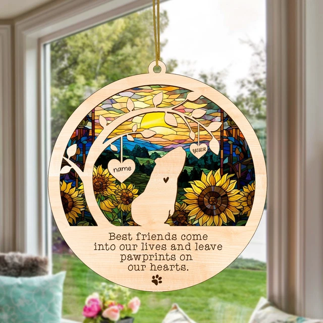 Personalized Guinea Pig Memorial Suncatcher, Guinea Pig Lovers Hanging Ornaments