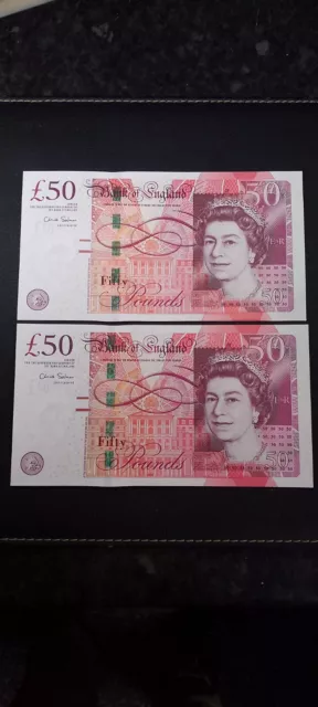 2011 Error Fifty Pound Note X 2 ( £50 50 Pounds )