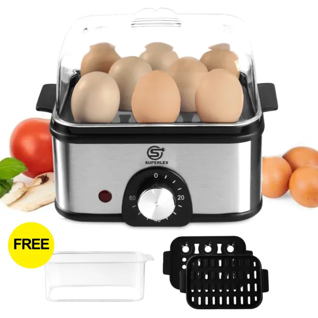 Eierkocher Edelstahl Dampfer Frühstück Warmhaltefunktion |Egg cooker 6 Eier*2